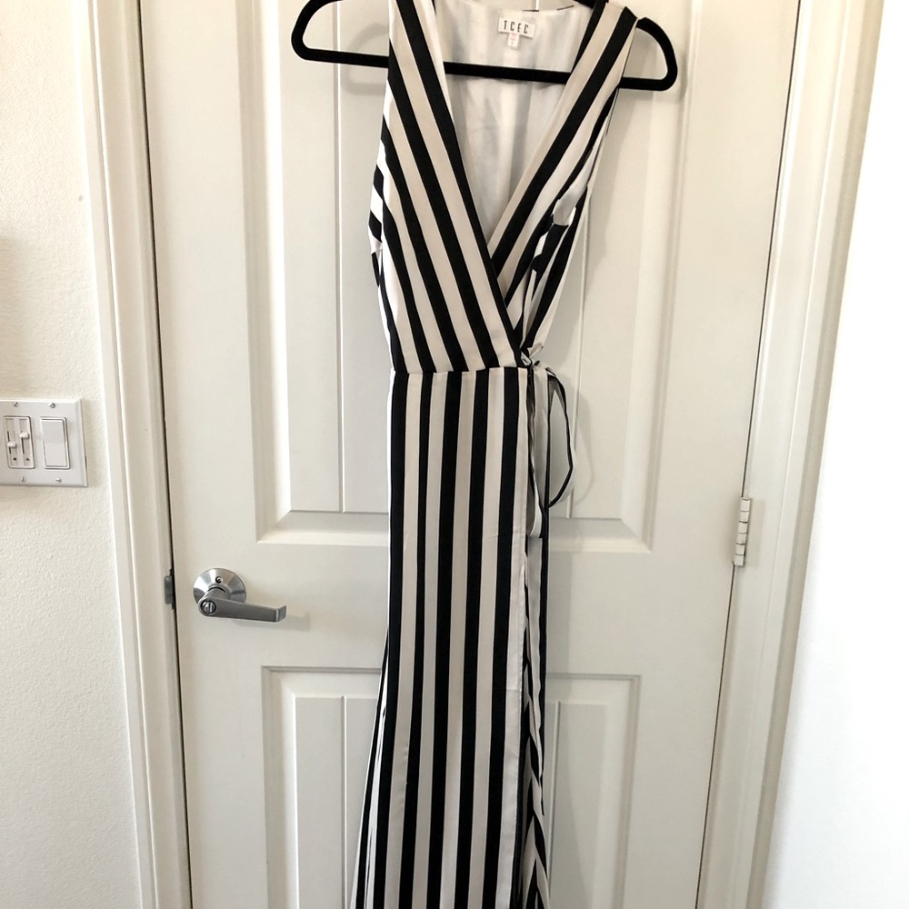 Vici Dolls Black and White Striped Wrapped Maxi